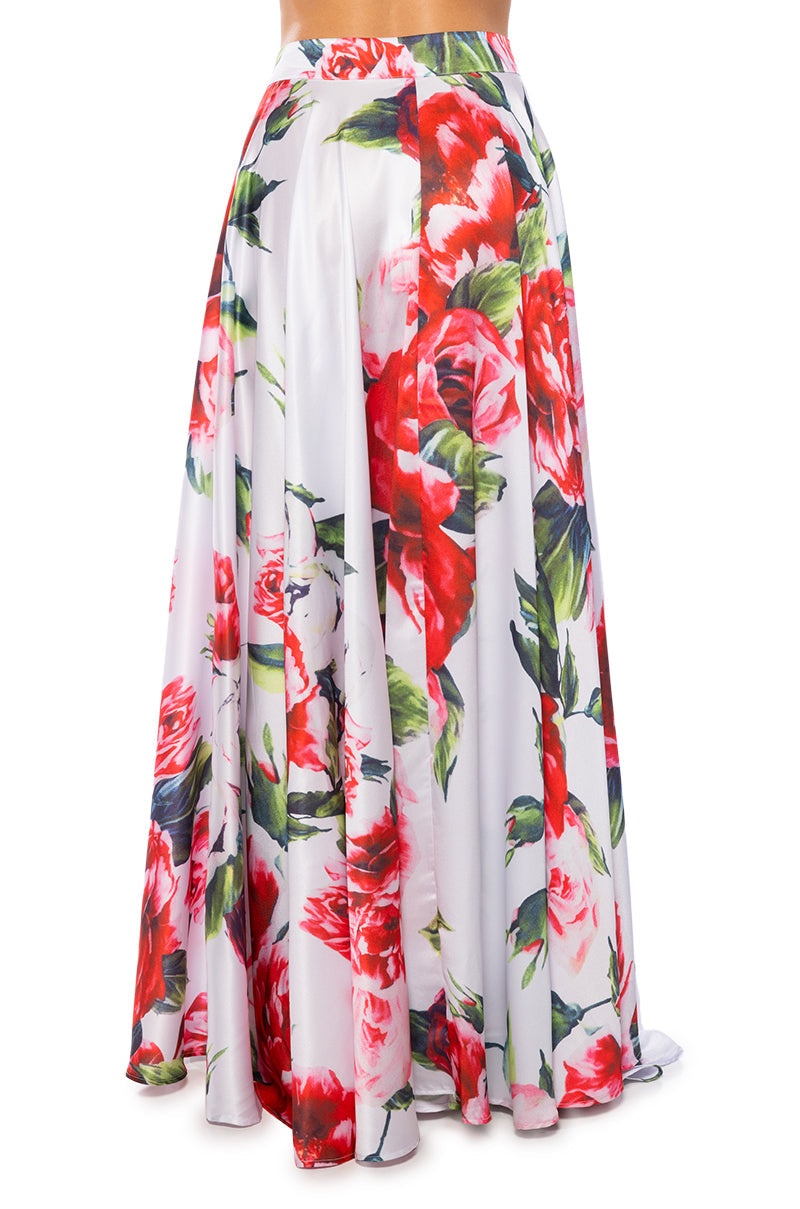 CARAMELLA MAXI SATIN WRAP SKIRT