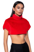 CARISSA MOCK NECK CROPPED FUR SHIRT
