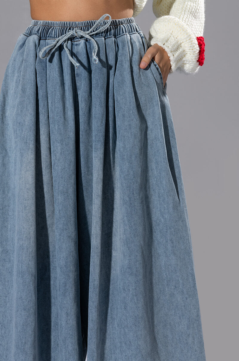 CECE PULL ON SUPER WIDE DENIM PANT