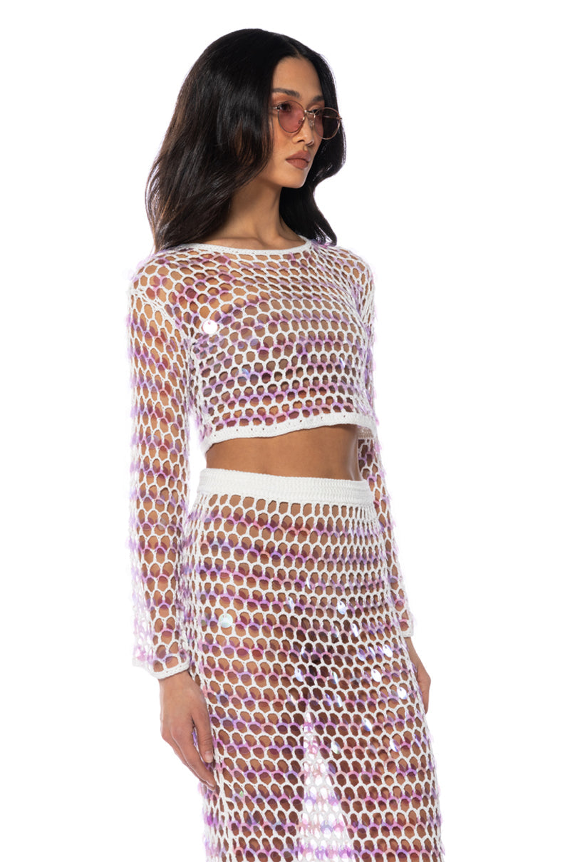 CELINE CROCHET SEQUIN CROP