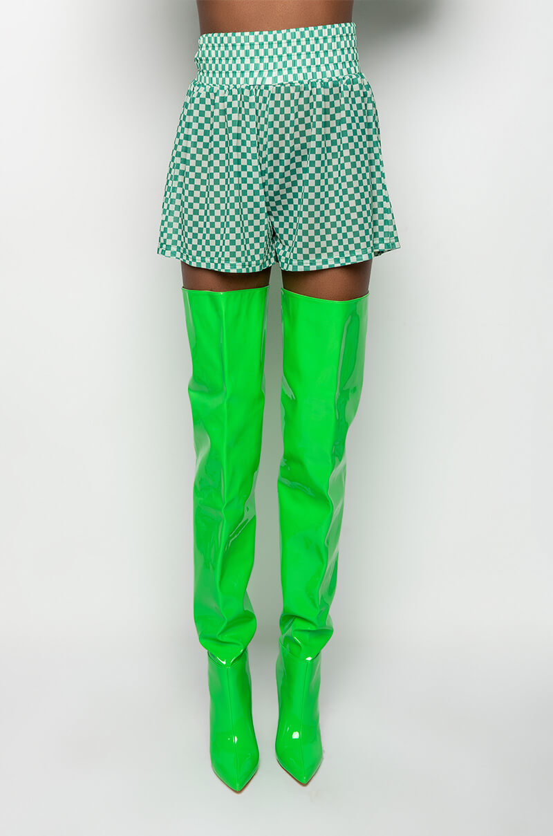 CENTRAL PARK GINGHAM MESH HIGH WAISTED SHORT