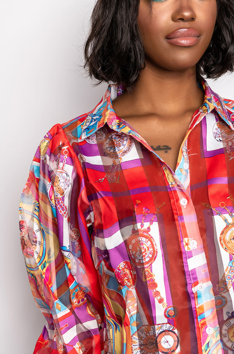 C'EST LA VIE PRINTED BLOUSE