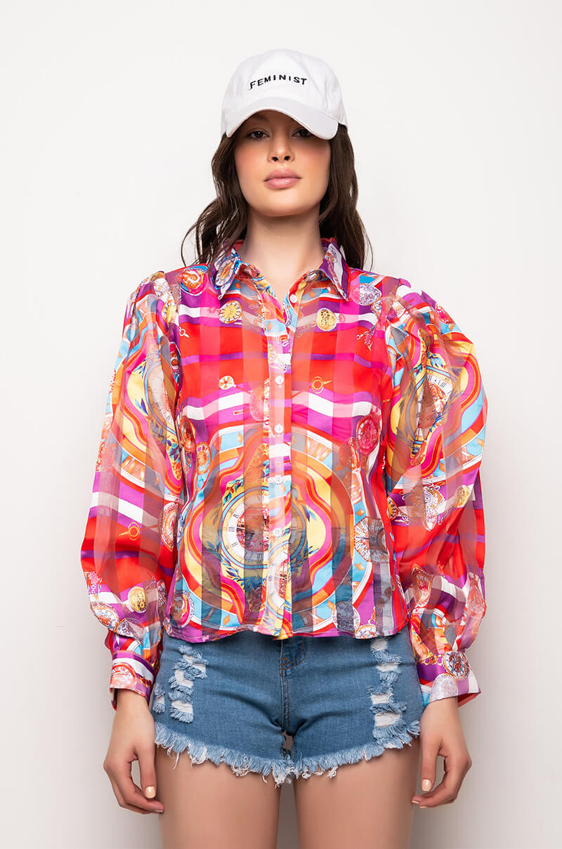 C'EST LA VIE PRINTED BLOUSE