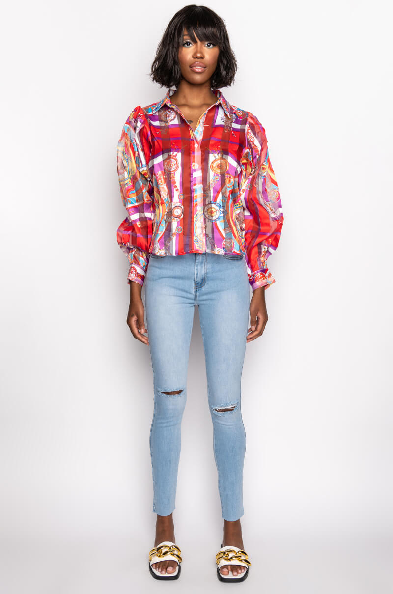 C'EST LA VIE PRINTED BLOUSE
