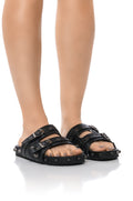 COMBOO EMBELLISHED FLAT SANDAL BLACK