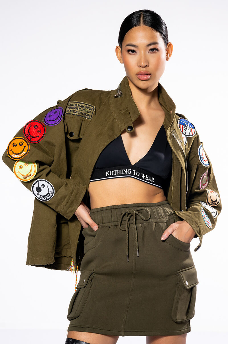 CHECK IT OUT PATCH WORK MILITARY BOMBER