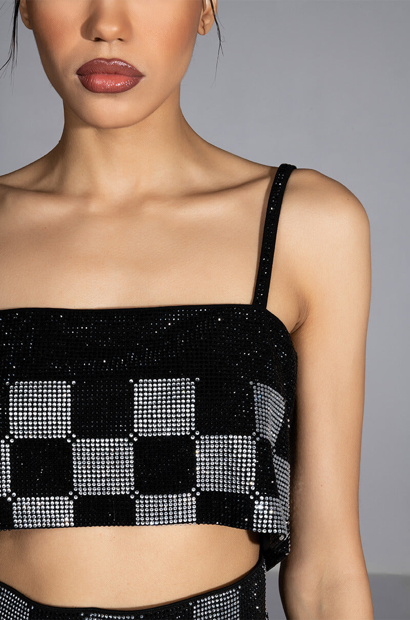 CHECK MATE RHINESTONE BRALETTE