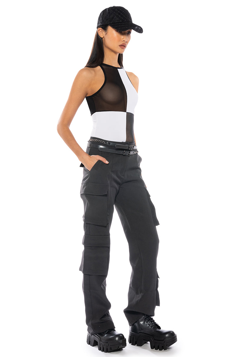 COLORBLOCKED SLEEVELESS BODYSUIT