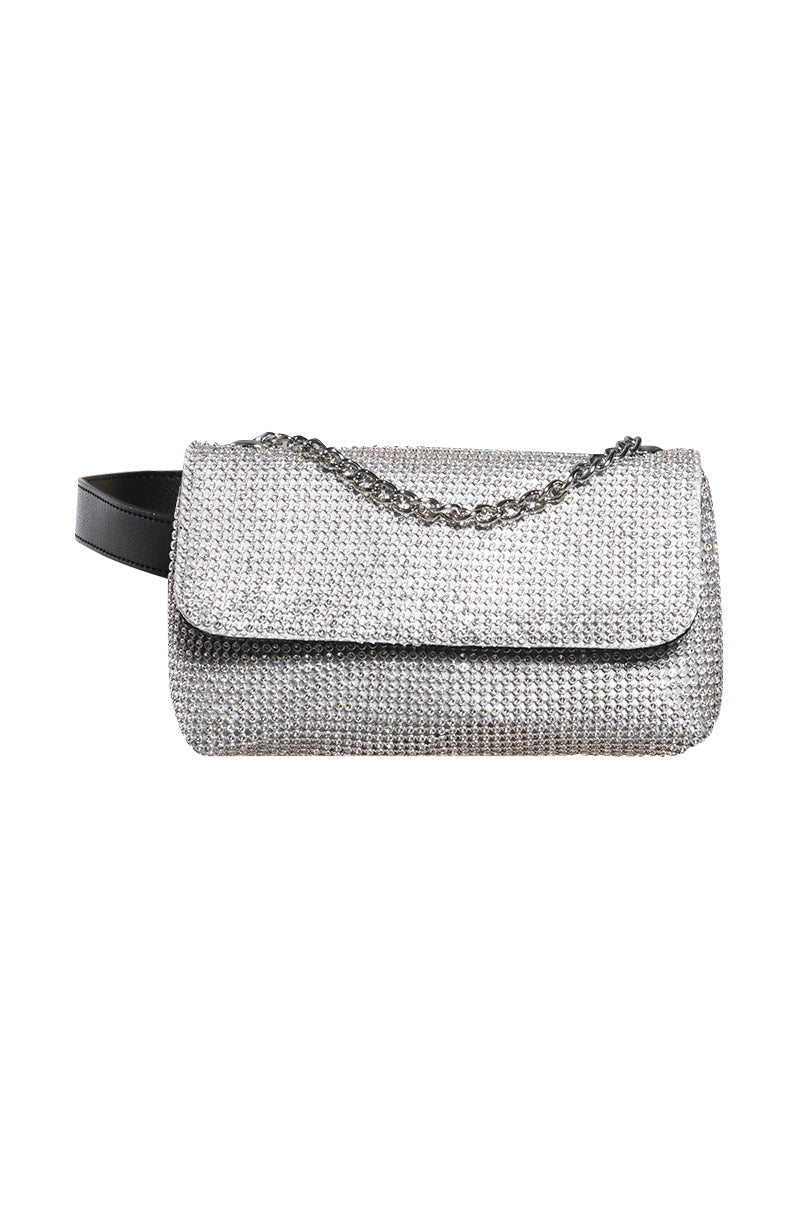 CHECKED OUT RHINESTONE FANNY PACK