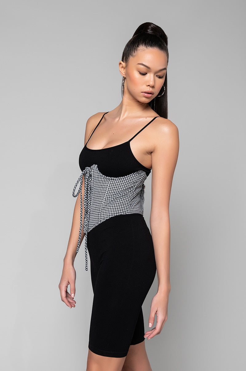 CHECKMATE LACE UP CORSET