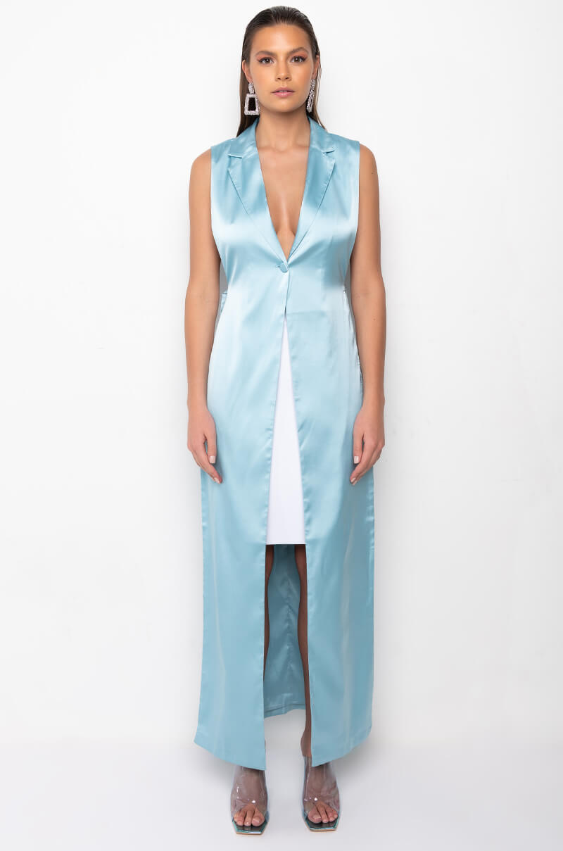 CHER SATIN LONG SIDE TIE VEST