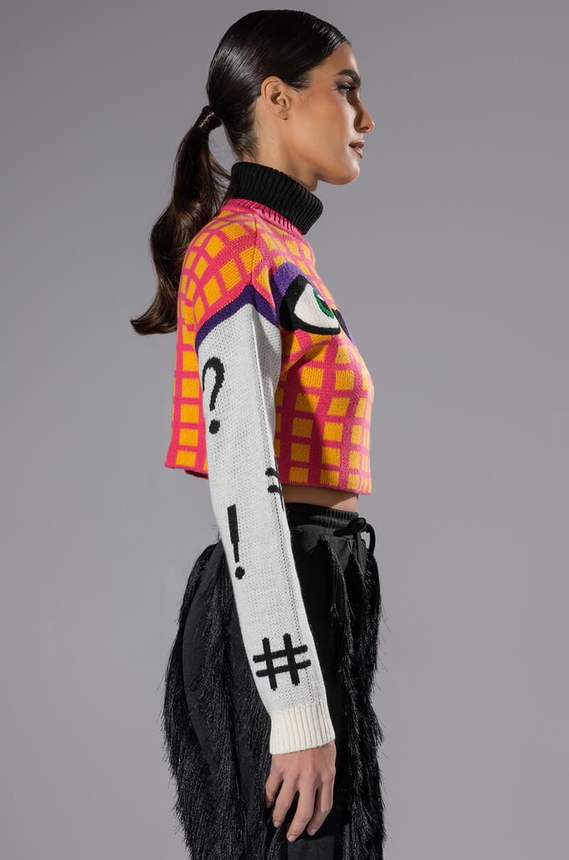 CIAO BELLA GRAPHIC TURTLENECK SWEATER