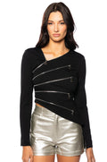CLEO ONE SHOULDER ZIPPER DETAIL TOP