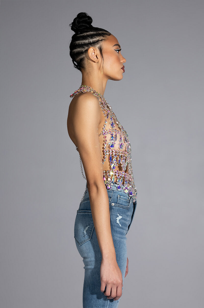 CLINK CLINK RHINESTONE HALTER