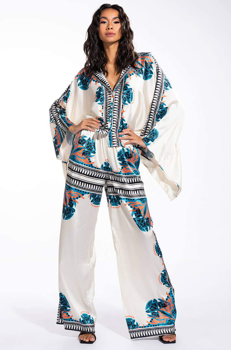 COASTAL LIVING OVERSIZED SATIN BUTTON DOWN