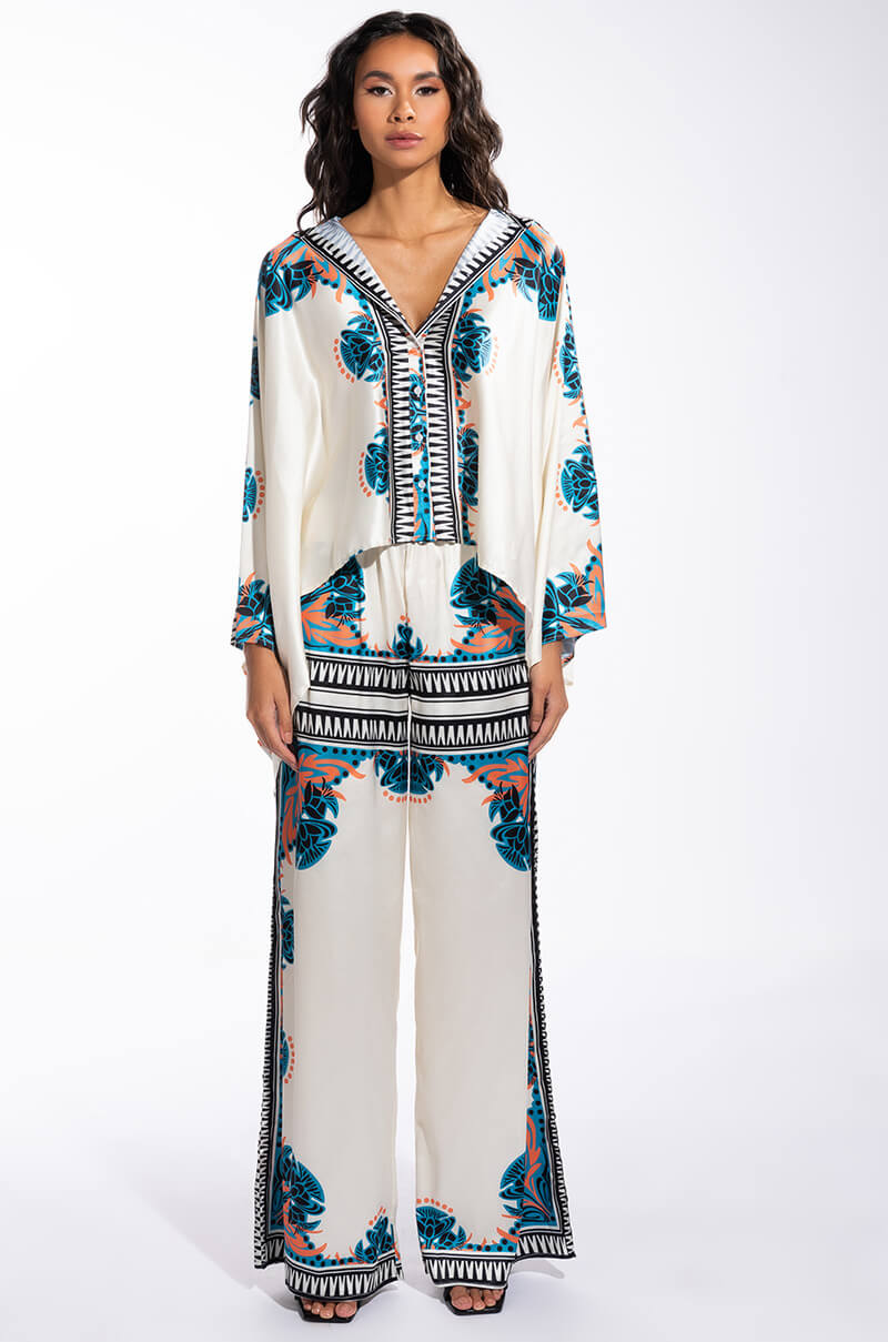 COASTAL LIVING OVERSIZED SATIN BUTTON DOWN