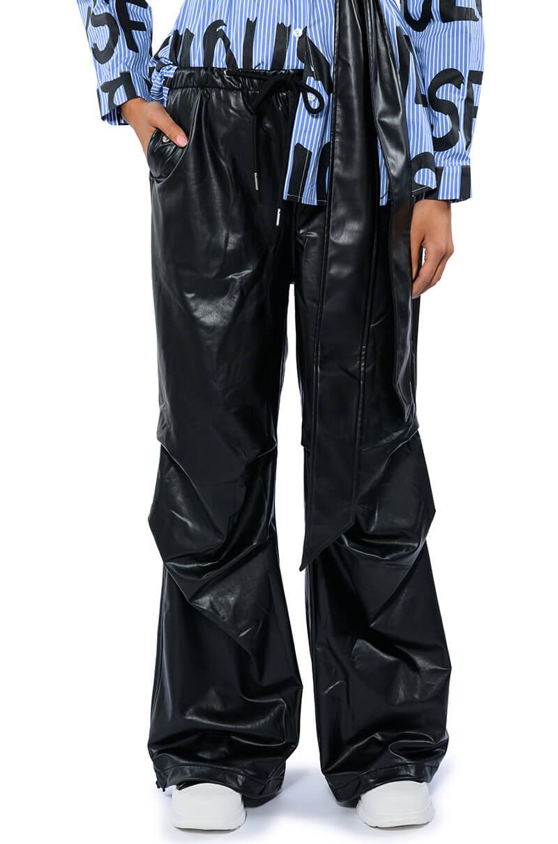 COLDER HOURS FAUX LEATHER PARACHUTE PANT