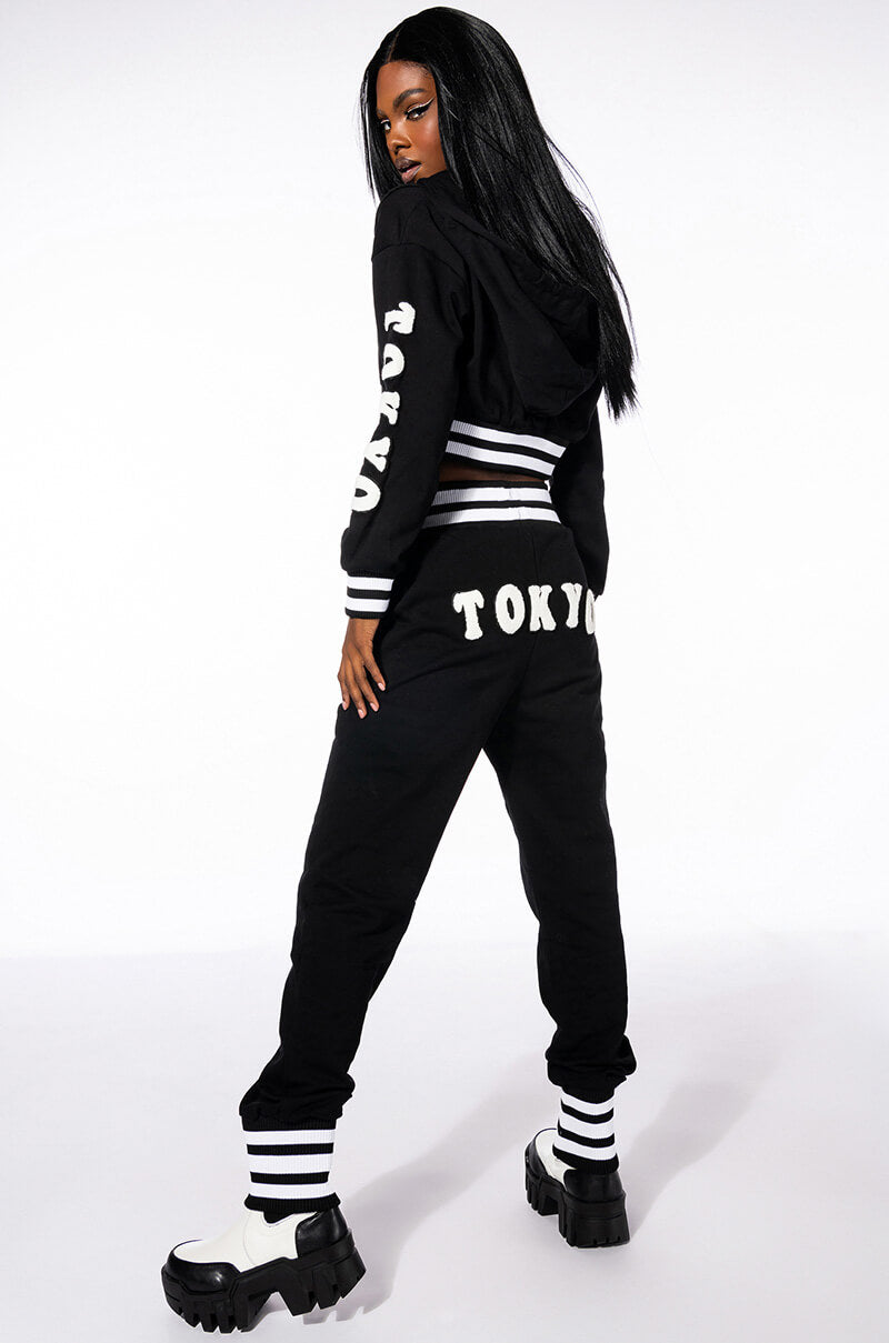 COLLEGIATE TOKYO NIGHTS CROPPED HOODED SWEATSHIRT