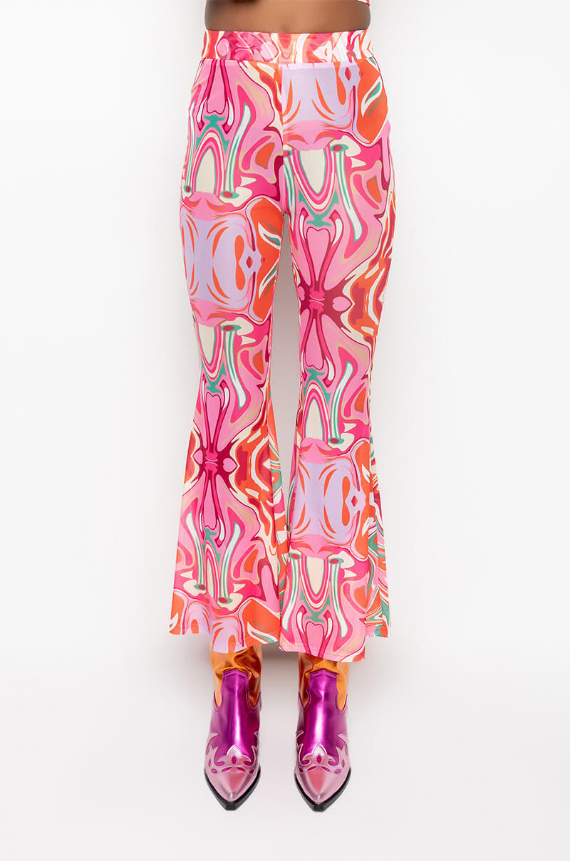 COLORFUL IMAGINATION FLARED MESH LEGGING