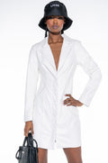 COME ALONG FAUX LEATHER BLAZER DRESS