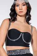 COME GET IT RHINESTONE BANDAGE CROP TOP