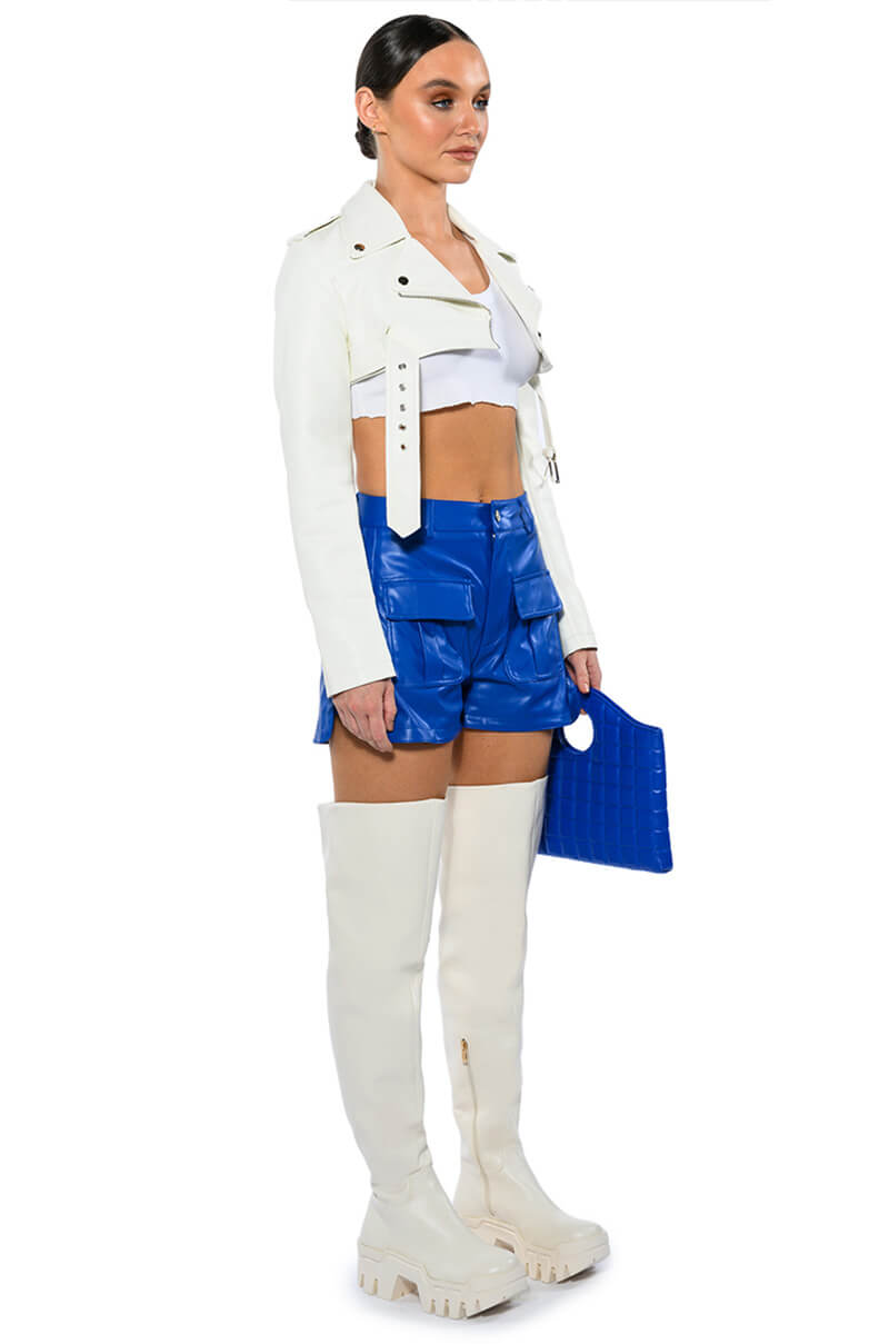 CORA POCKET DETAIL FAUX LEATHER SHORT