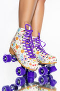 COSMIC SKATES FUNKY FLORAL PRINT ROLLER SKATES