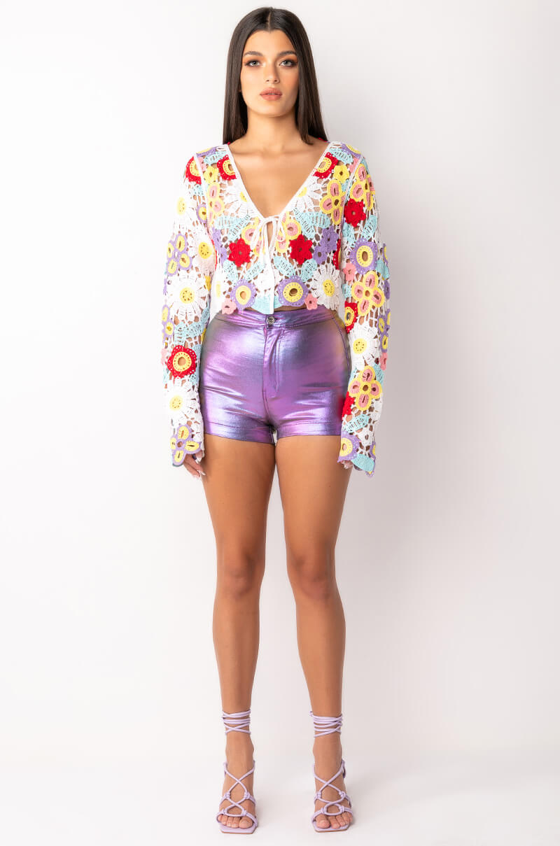 OUTTA THIS WORLD COATED METALLIC SHORT