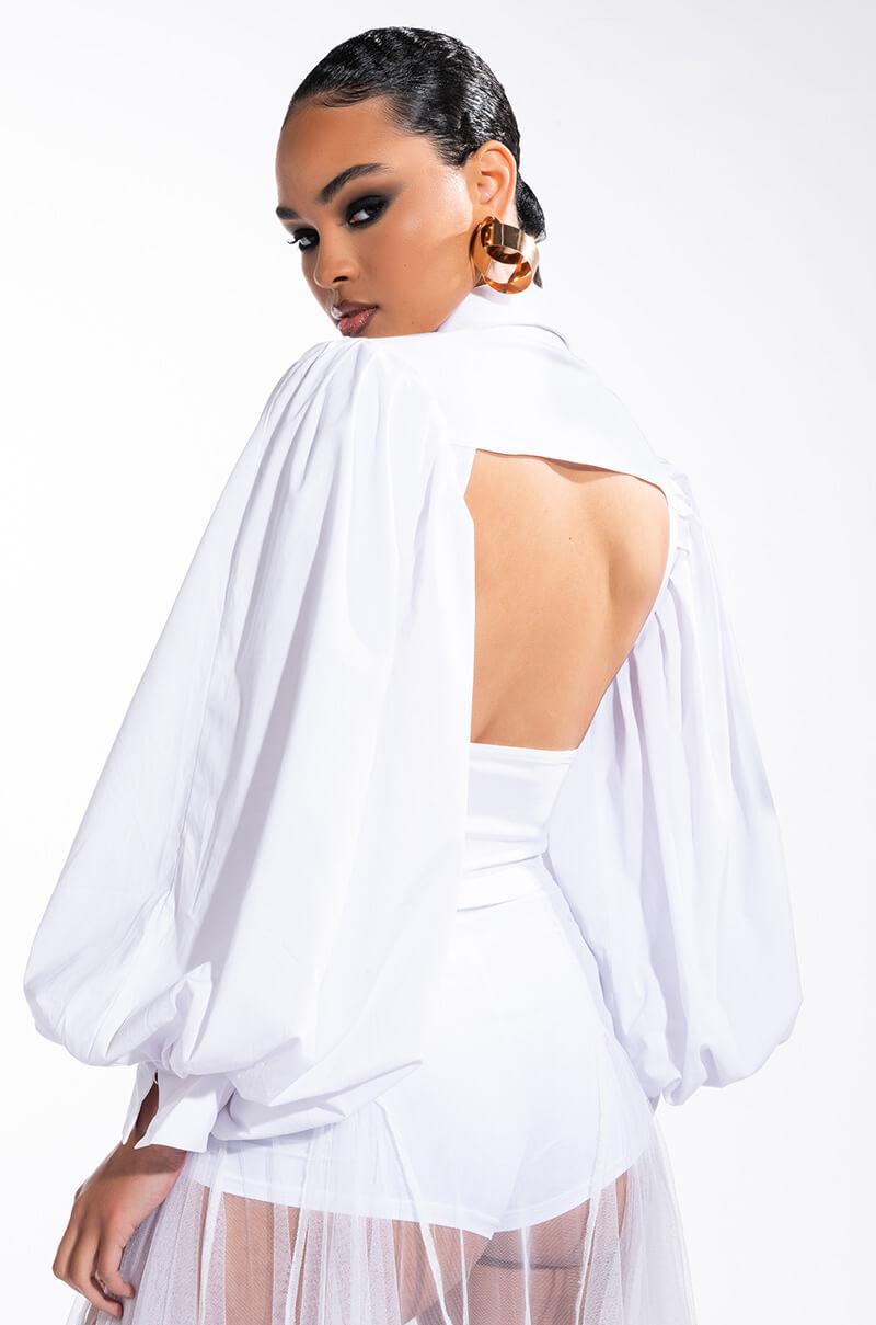 LILLIE BLOUSON SLEEVE BUTTON DOWN BLOUSE