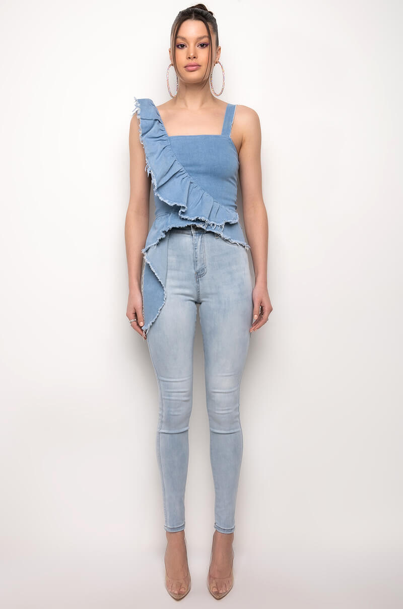CHLOE DENIM SLEEVELESS BLOUSE