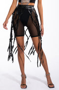COURTSIDE FAUX LEATHER NET MIDI SKIRT