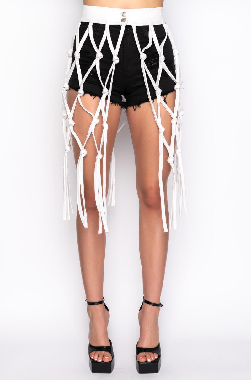 COURTSIDE FAUX LEATHER NET MIDI SKIRT