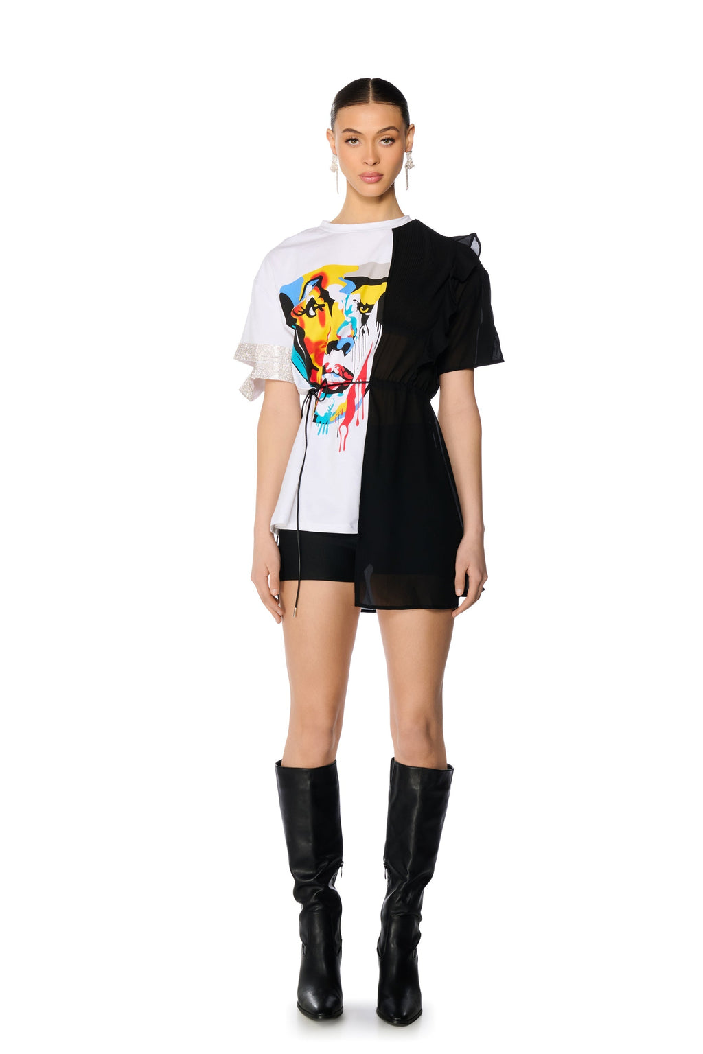 CRAZY SEXY COOL MIX FABRIC T SHIRT