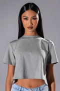 CURTAIN CALL OPEN BACK RHINESTONE CREW NECK TSHIRT