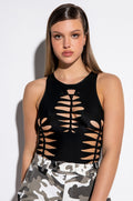 CUT OUT SLEEVELESS BODYSUIT