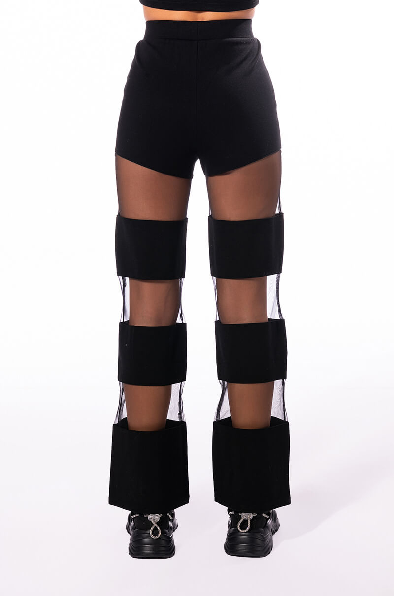CUT TO THE CHASE MESH PANEL WIDE LEG PANT