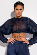 DAHLIA PLEATED LONG SLEEVE CROPPED BLOUSE