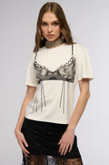 DAINTY BRA DETAIL GRAPHIC T SHIRT