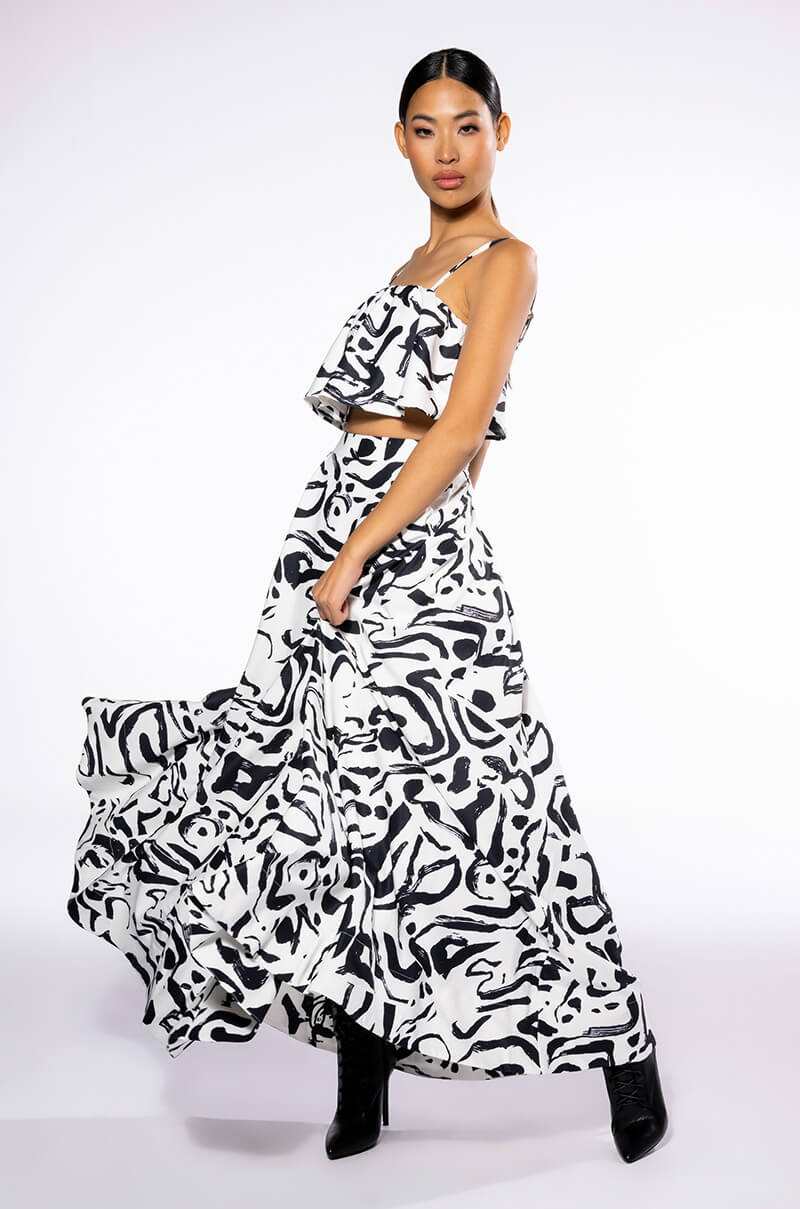 DALI'S MUSE BANDEAU ABSTRACT MAXI SKIRT