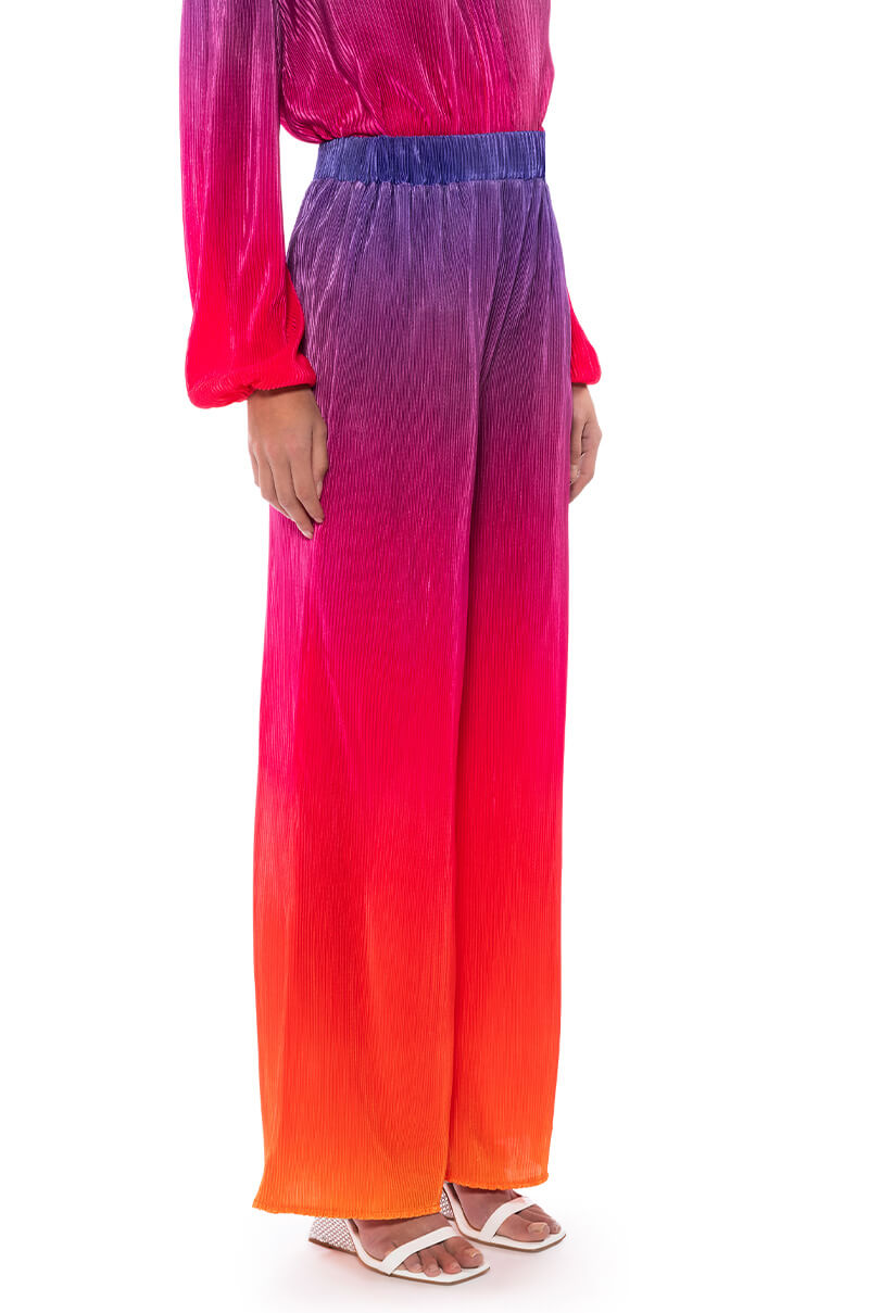 DAY TO NIGHT PLEATED SATIN WIDE LEG PANTS