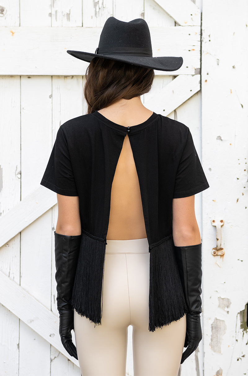 DAYTIME DISCO FRINGE CREW NECK SHORT SLEEVE TSHIRT