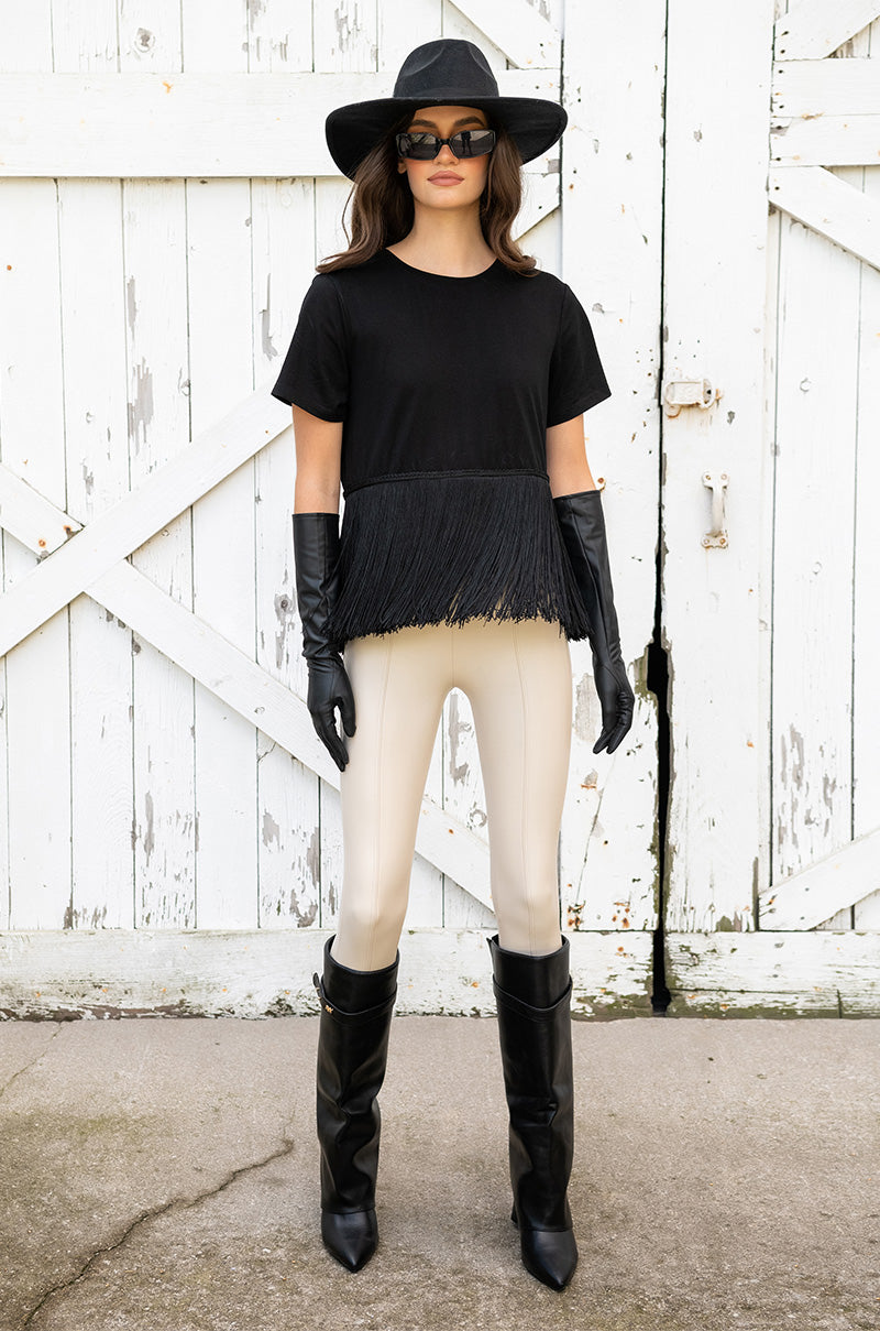 DAYTIME DISCO FRINGE CREW NECK SHORT SLEEVE TSHIRT