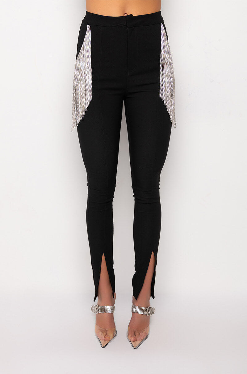 DECKED OUT RHINESTONE FRINGE PANT