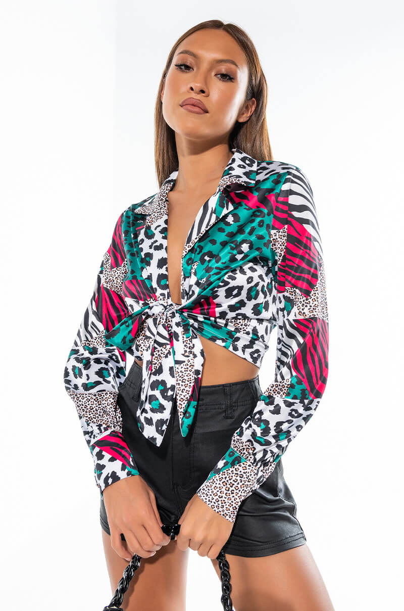 DEDE TIE FRONT BLOUSE