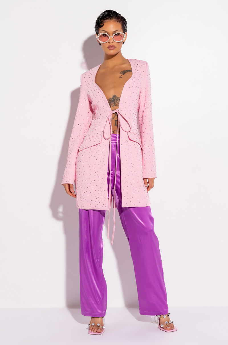 DEEP PLUNGE TIE FRONT BDAY BLAZER