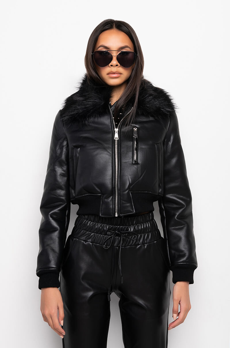 DELUCA BONDED FABRIC MOTO JACKET