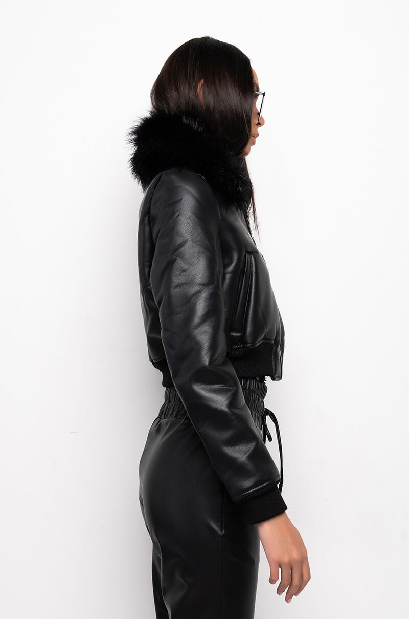 DELUCA BONDED FABRIC MOTO JACKET