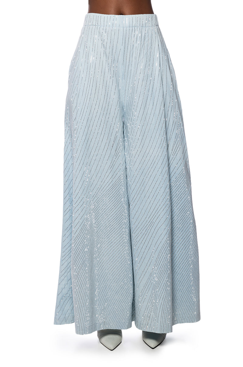 DENIMANIA RHINESTONE WIDE LEG DENIM PANTS