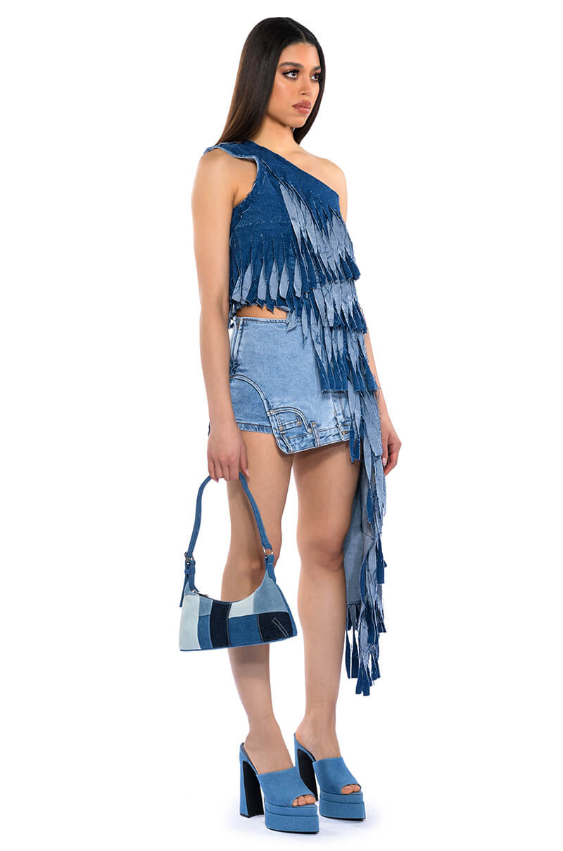 DESTINY DISTRESSED DENIM TOP