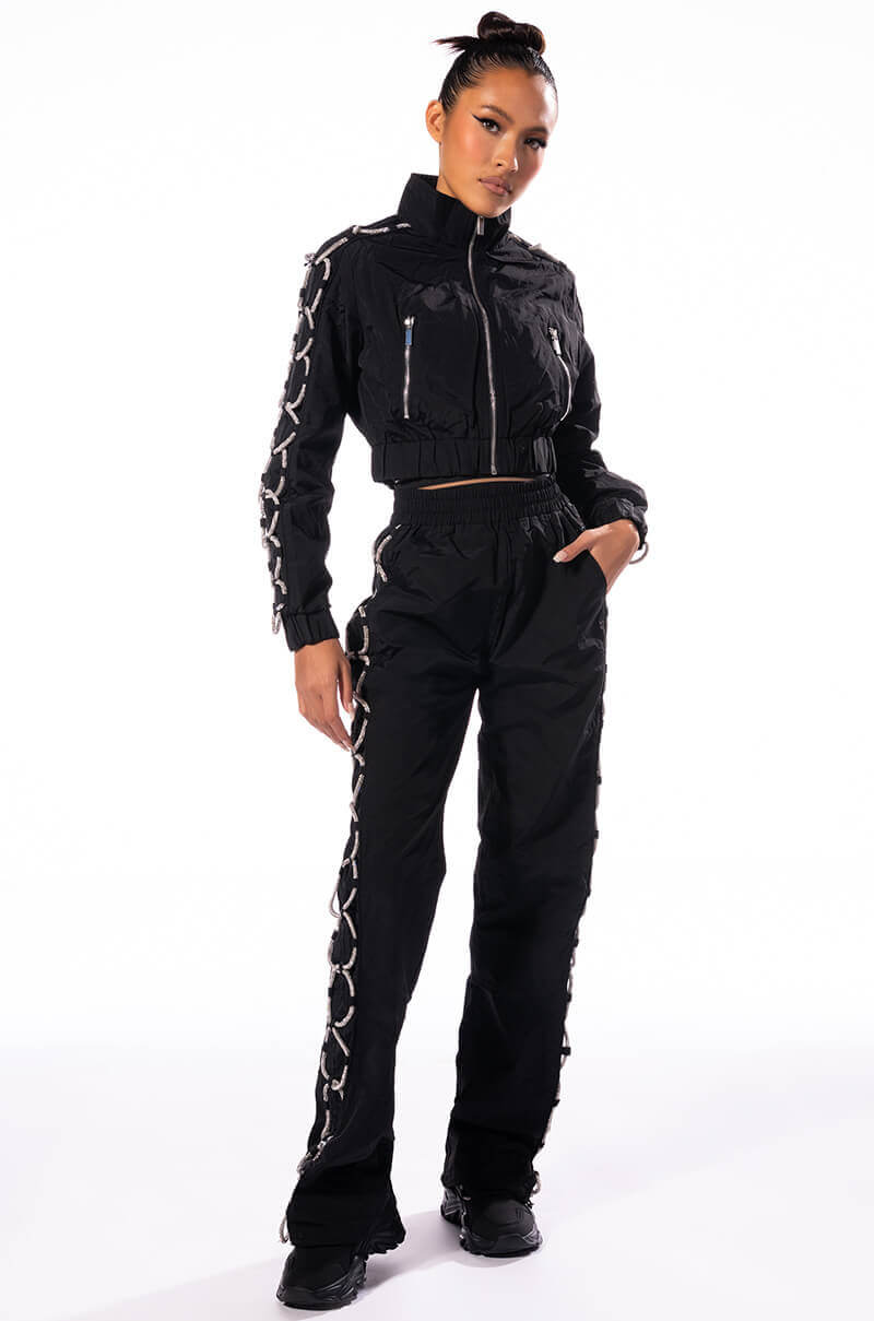 DIAMOND LACE UP TRACK JACKET